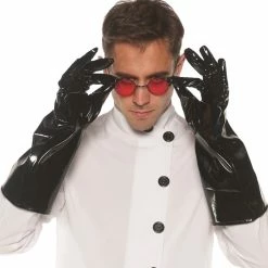 Underwraps Long Vinyl Gloves Black Adult