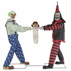 Seasonal Visions Tug Of War Red Black Animated Clown Prop Decorations & Props