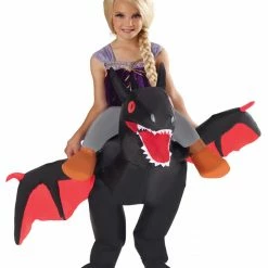 Morphsuits Kids Black Ride On Dragon Infl