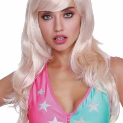 Dreamgirl Long Fringe Peachy Blonde Women's Wig Wigs & Beards