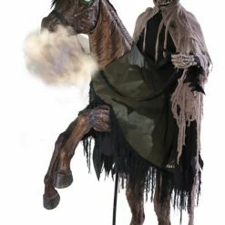Morris Costumes Decorations & Props Reaper's Ride Animated Prop 7FT Horse & Grim Reaper Rider With Fog FX