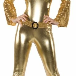 Underwraps Women's Hot Pants Gold Seventies Jumpsuit Costume