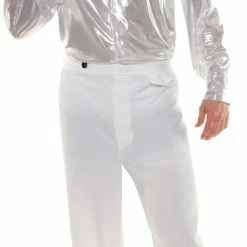 Underwraps 70s Men's Disco Shirt Silver White Costumes