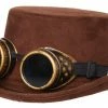 Underwraps Faux Suede Hat With Goggles Steampunk Adult