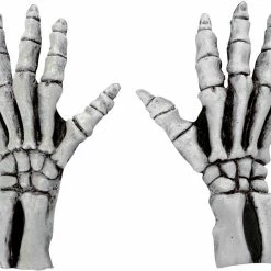 Ghoulish Skeleton Large Ad Gloves White