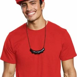 Disguise Super Mario Mario Hat & Mustache Necklace Video Game Costumes