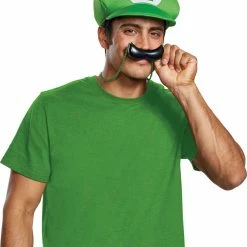 Disguise Video Game Costumes Super Mario Luigi Hat & Mustache Necklace