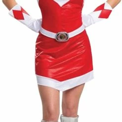 Disguise Power Rangers Mighty Morphin Women's Red Ranger Deluxe Costume Dress Costumes