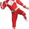 Disguise Costumes Power Rangers Mighty Morphin Men's Red Classic Muscle Costume & Mask