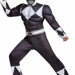 Disguise Costumes Power Rangers Mighty Morphin Black Ranger Classic Muscle Adult Costume