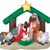Gemmy Decorations & Props Family Holy Nativity 7ft Airblown Christmas Yard Decoration