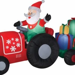 Gemmy Santa On Tractor 8.5ft Airblown Outdoor Christmas Yard Decor Decorations & Props
