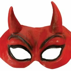 Ghoulish Devil Black Latex Half Mask