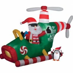 Gemmy Santa's Helicopter With Spinning Propellers 9ft Airblown Christmas Yard Decoration