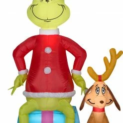Gemmy The Grinch With Max 5ft Airblown Christmas Yard Decoration