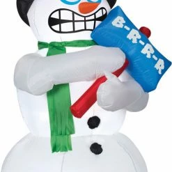 Gemmy Shivering Snowman Animated 6ft Airblown Christmas Decoration Decorations & Props
