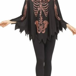 Fun World Poncho Rose Gold-glitter Skeleton