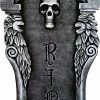 Sunstar Tombstone Silver Skull Graveyard Prop Decorations & Props