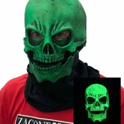 Zagone Studios UV Green Glow Sock Skull Skeleton Latex Face Mask Masks