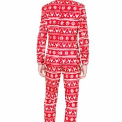 Suitmeister Christmas Red Nordic Patterned Men's Suit