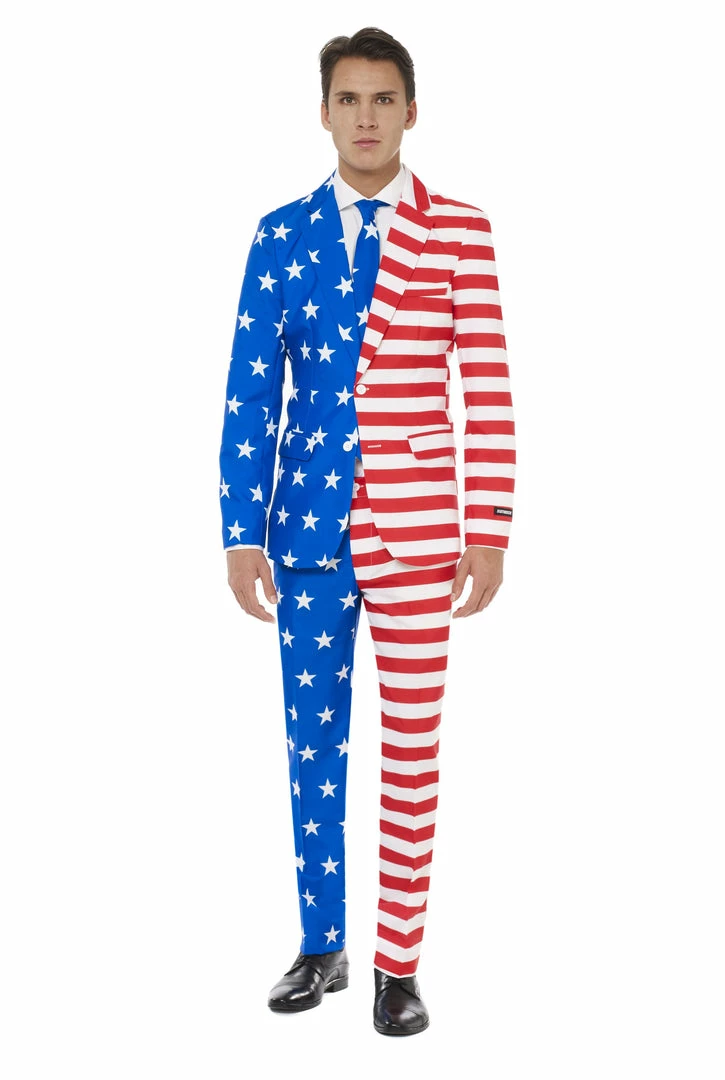 Suitmeister Suits & Blazers USA Flag Patterned Men's Suit 3 Suitmeister Suits & Blazers USA Flag Patterned Men's Suit