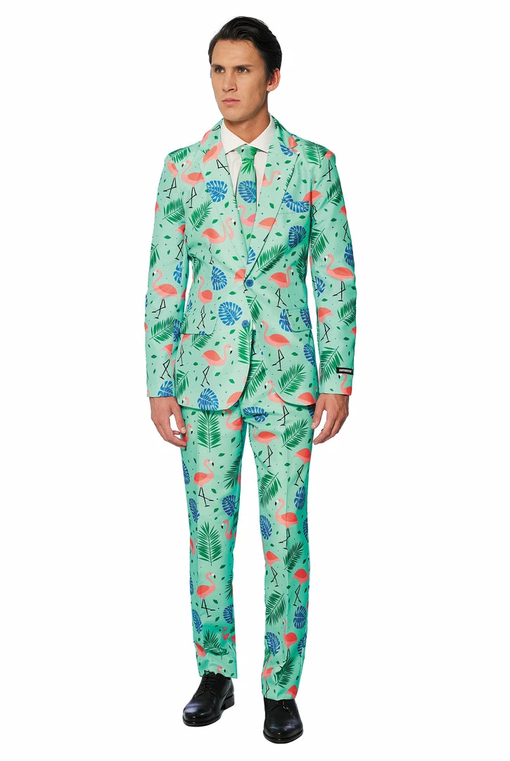 Suitmeister Tropical Flamingo Patterned Men's Suit 3 Suitmeister Tropical Flamingo Patterned Men's Suit