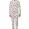 Suitmeister Suits & Blazers Merry Christmas White Patterned Men's Suit 2 Suitmeister Suits & Blazers Merry Christmas White Patterned Men's Suit