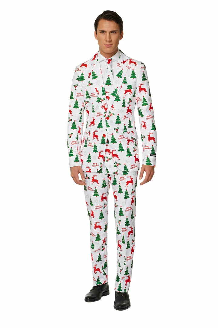 Suitmeister Suits & Blazers Merry Christmas White Patterned Men's Suit 3 Suitmeister Suits & Blazers Merry Christmas White Patterned Men's Suit