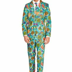 Suitmeister Retro Psychedelic 90’s Funky Patterned Men's Suit Suits & Blazers