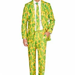 Suitmeister Sunny Yellow Cactus Patterned Suit Suits & Blazers