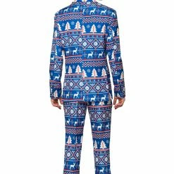 Suitmeister Christmas Blue Nordic Patterned Men's Suit