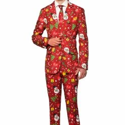 Suitmeister Christmas Decorations Red - Light Up Patterned Men's Suit