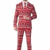 Suitmeister Christmas Nordic Pixel Red Patterned Men's Suit Suits & Blazers