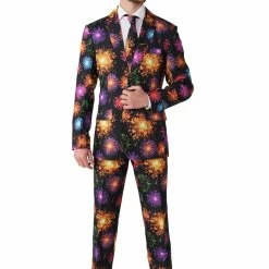 Suitmeister Fireworks Patterned Men's Black Suit Suits & Blazers