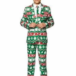Suitmeister Christmas Green Nordic Boy's Patterned Suit Suits & Blazers