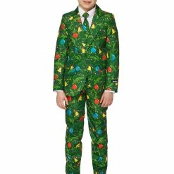 Suitmeister Christmas Green Light Up Boy's Patterned Suit