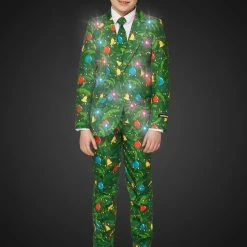 Suitmeister Christmas Green Light Up Boy's Patterned Suit