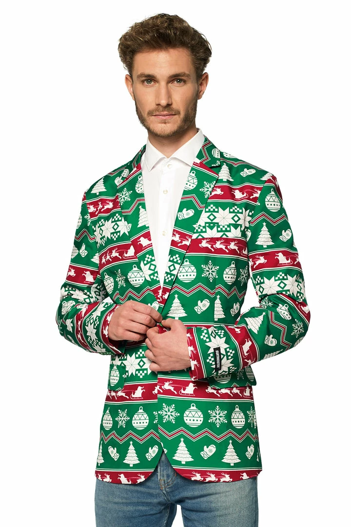 Suitmeister Suits & Blazers Christmas Green Nordic Jacket Patterned Men's Jacket 5 Suitmeister Suits & Blazers Christmas Green Nordic Jacket Patterned Men's Jacket