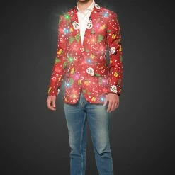 Suitmeister Christmas Red Decorations - Light Up Men's Patterned Jacket