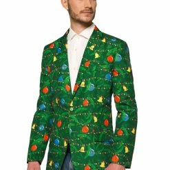 Suitmeister Christmas Green Tree - Light Up Patterned Men's Jacket