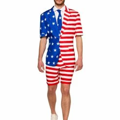 Suitmeister Summer Short's USA Flag Patterned Independence Day Men's Suit Suits & Blazers