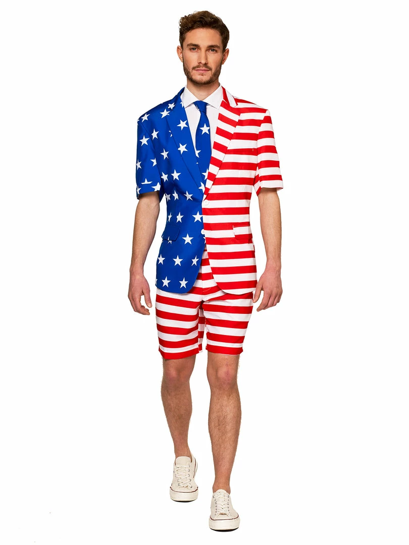 Suitmeister Summer Short's USA Flag Patterned Independence Day Men's Suit Suits & Blazers 3 Suitmeister Summer Short's USA Flag Patterned Independence Day Men's Suit Suits & Blazers