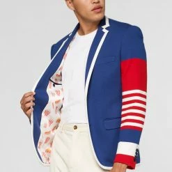 OppoSuits Deluxe Supportswear Dandy Fan Cobalt Blue Blazer Suits & Blazers