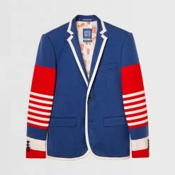 OppoSuits Deluxe Supportswear Dandy Fan Cobalt Blue Blazer Suits & Blazers