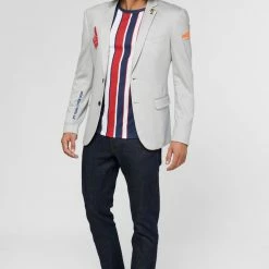 OppoSuits Deluxe Supportswear Sports Jersey Soft Grey Blazer Suits & Blazers