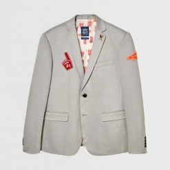 OppoSuits Deluxe Supportswear Sports Jersey Soft Grey Blazer Suits & Blazers