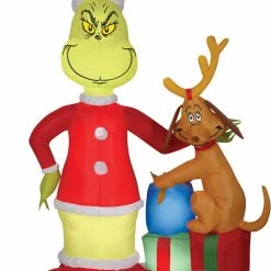 Gemmy Decorations & Props The Grinch & Max With Presents 6ft Airblown Christmas Yard Decoration