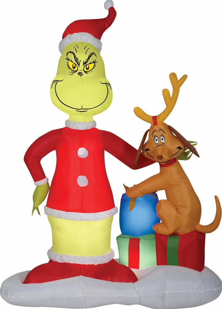 Gemmy Decorations & Props The Grinch & Max With Presents 6ft Airblown Christmas Yard Decoration 4 Gemmy Decorations & Props The Grinch & Max With Presents 6ft Airblown Christmas Yard Decoration