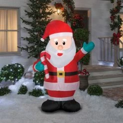 Gemmy Santa With Candy Cane 6ft Airblown Christmas Yard Decoration