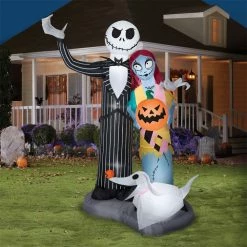 Gemmy Decorations & Props Nightmare Before Christmas - Jack And Sally 6ft Airblown Halloween/Christmas Yard Decor